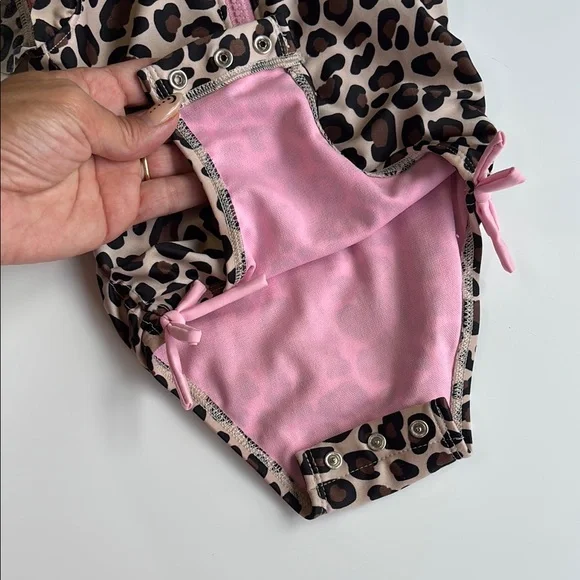 Cat & Jack Leopard Animal Print Baby 18M Swimsuit with Pink Accents One Piece - Picture 3 of 4